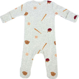 Baseball Print Zipper Footie