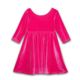 Twirly Dress in Hot Pink Stretch Velvet