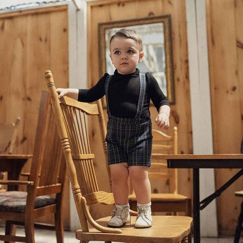 Woven Plaid Overall Beige