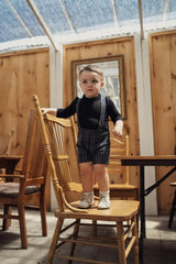 Woven Elastic Waist Plaid Overalls