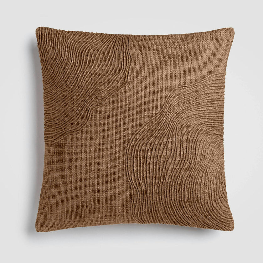 Jute Terrain Beige Textured Woven Throw Pillow