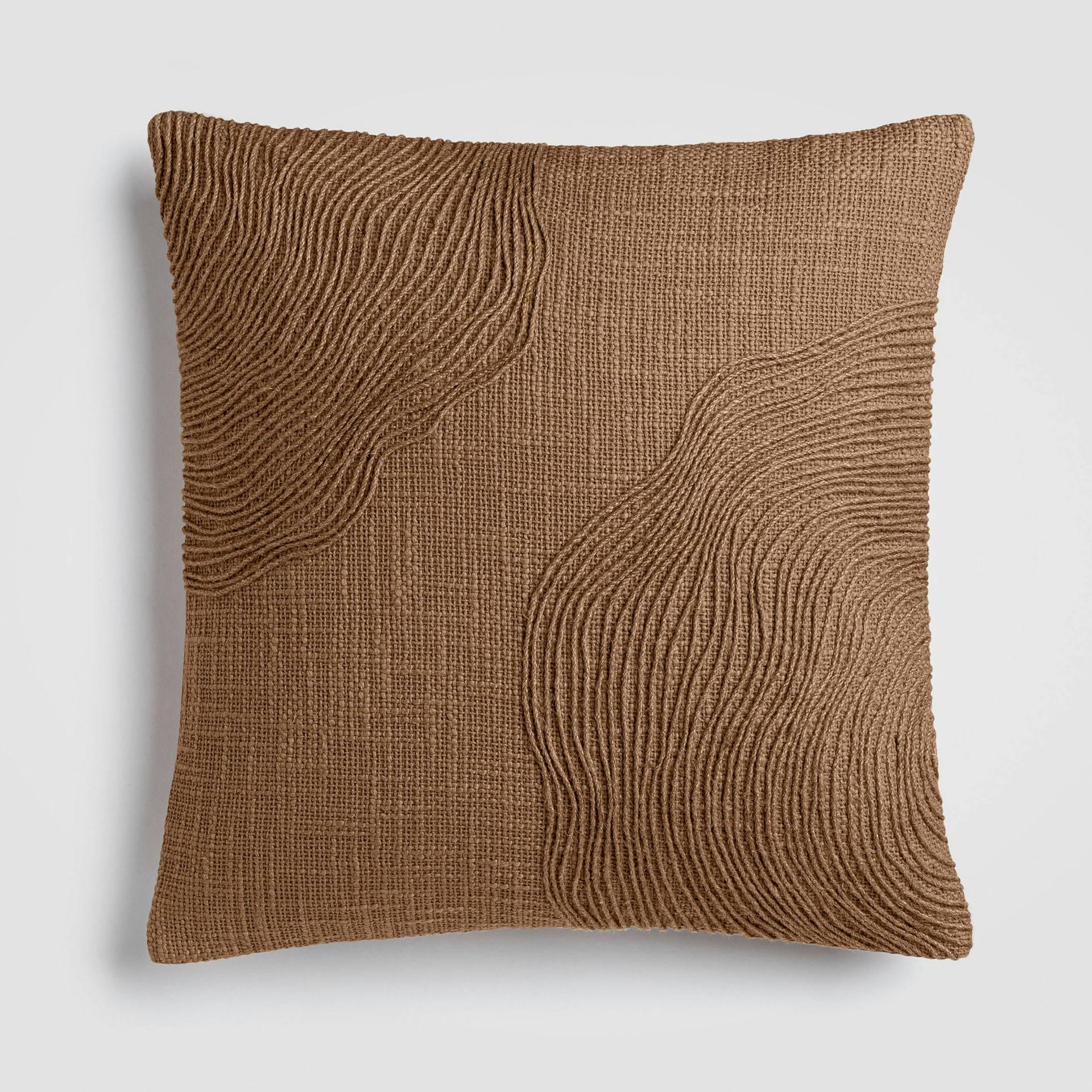 Jute Terrain Beige Textured Woven Throw Pillow