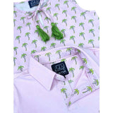 Pink with Palms Trim Polo