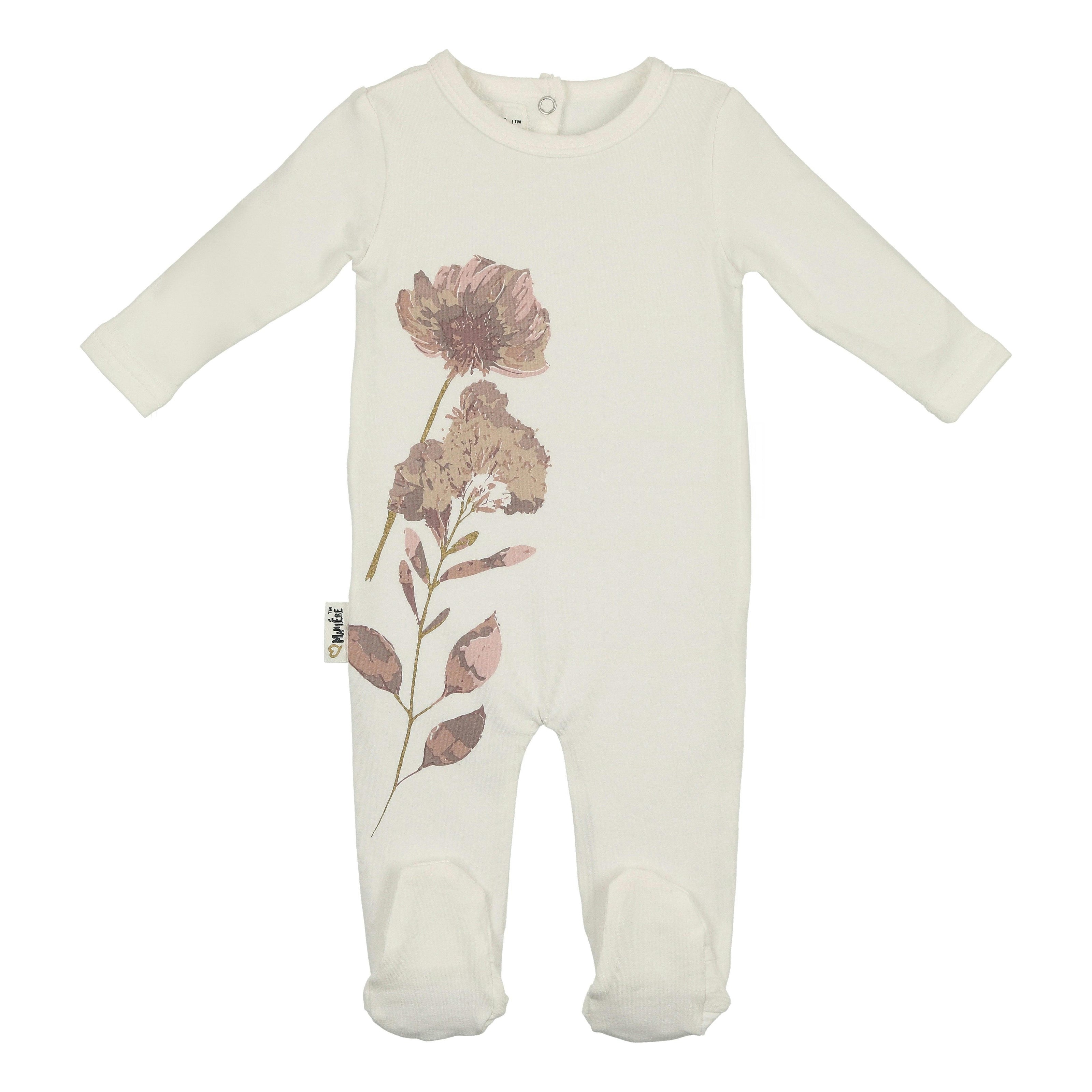 Watercolor Floral Round Neck Long Sleeve Footie