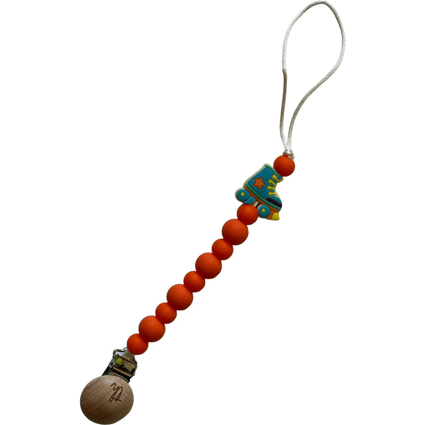 Roller Skates Pacifier And Toy Clip