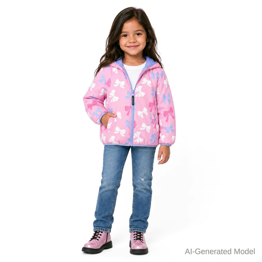 Reversible Color-Changing Puffer Jacket | Pink Bows