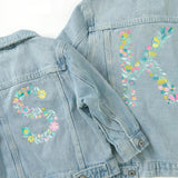 Personalized Denim Jacket, Monogram Floral Font