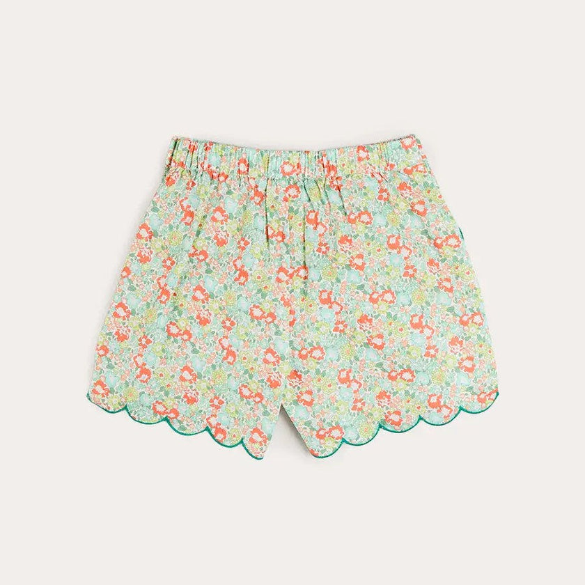 Mabel Floral Scallop Edge High Waisted Shorts in Green (2-12yrs)