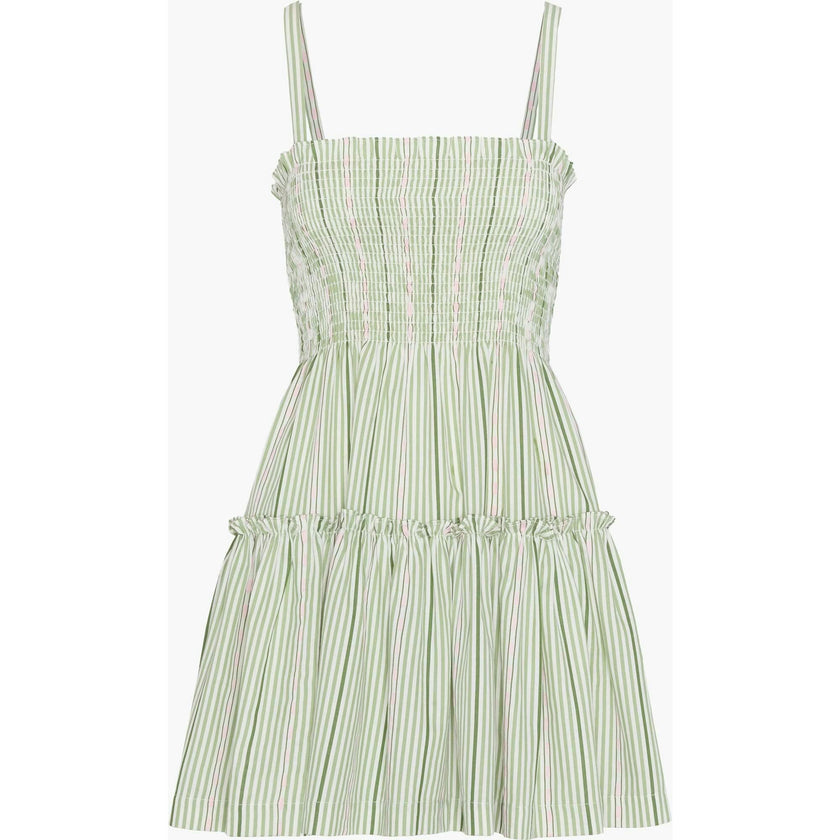 The Seraphina Mini Nap Dress - Green Jacquard Stripe