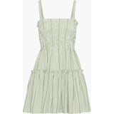 The Seraphina Mini Nap Dress - Green Jacquard Stripe