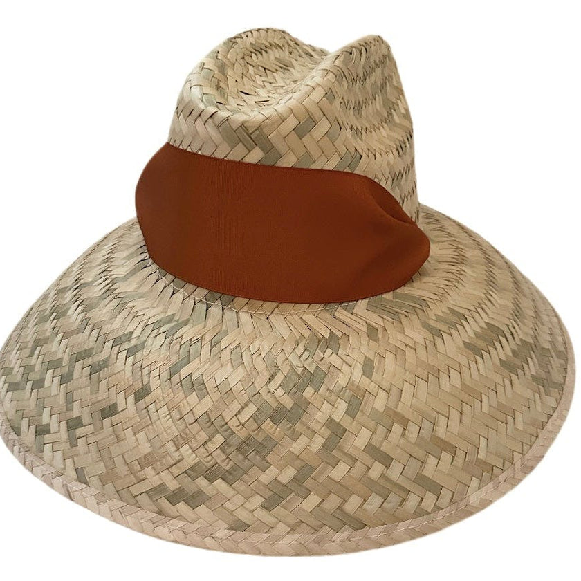 Begonia Sun Hat - Burnt Orange/Rust Wide & Short Grosgrain Ribbon