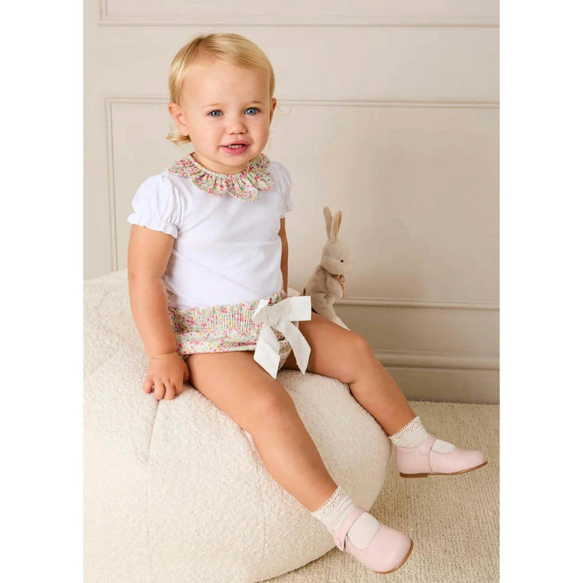 Adelaide Floral Bow Detail Bloomers in Pink (1mth-2yrs)