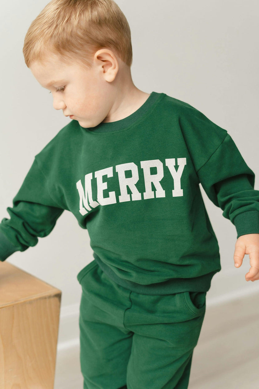 Organic Cotton Merry Sweatshirt & Sweatpants Set Toddler & Children