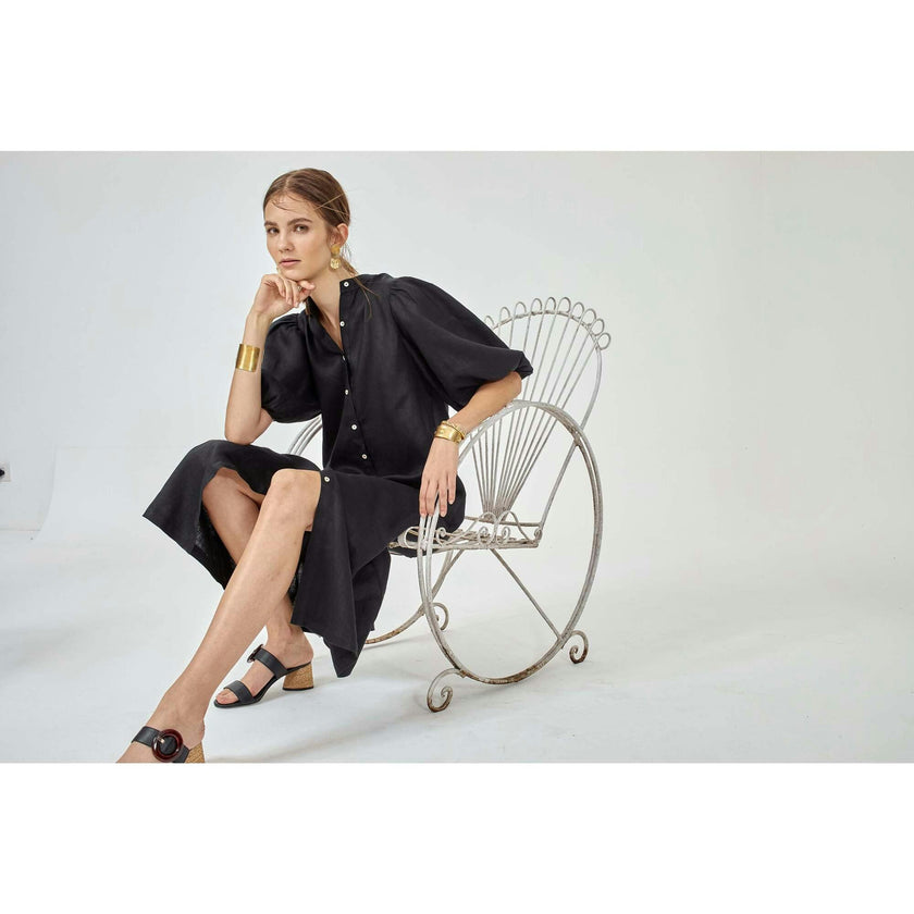 Bubble Linen Dress - Natural