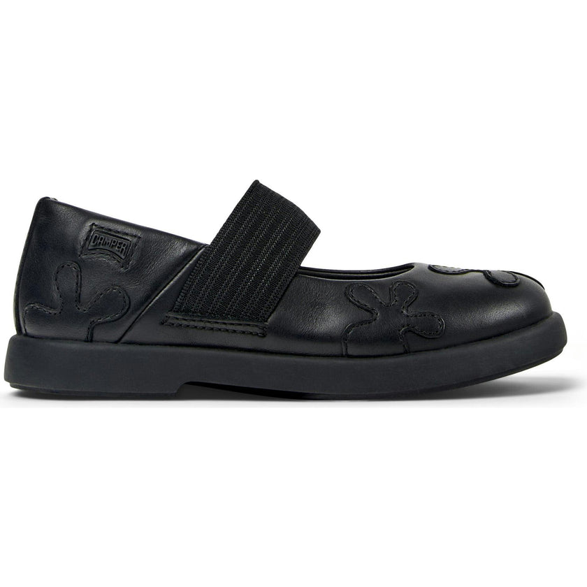 Kids Duet Twins Leather Elastic Strap Mary Jane Shoes, Black