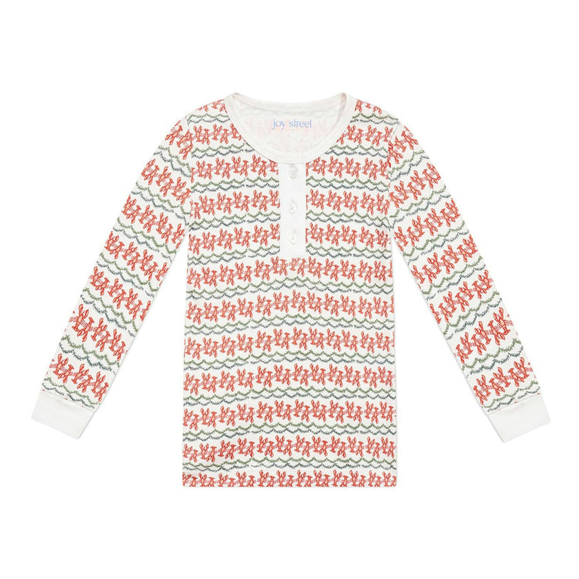 Christmas Lobsters Two Piece Kids Henley Pajamas