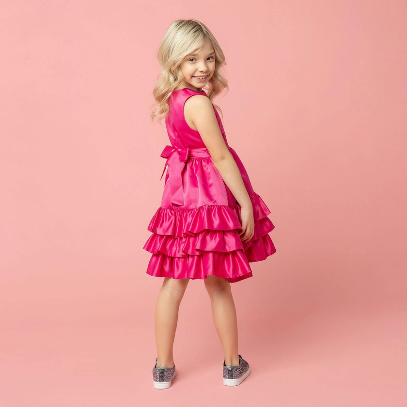 Arabella Frill Satin Party Dress
