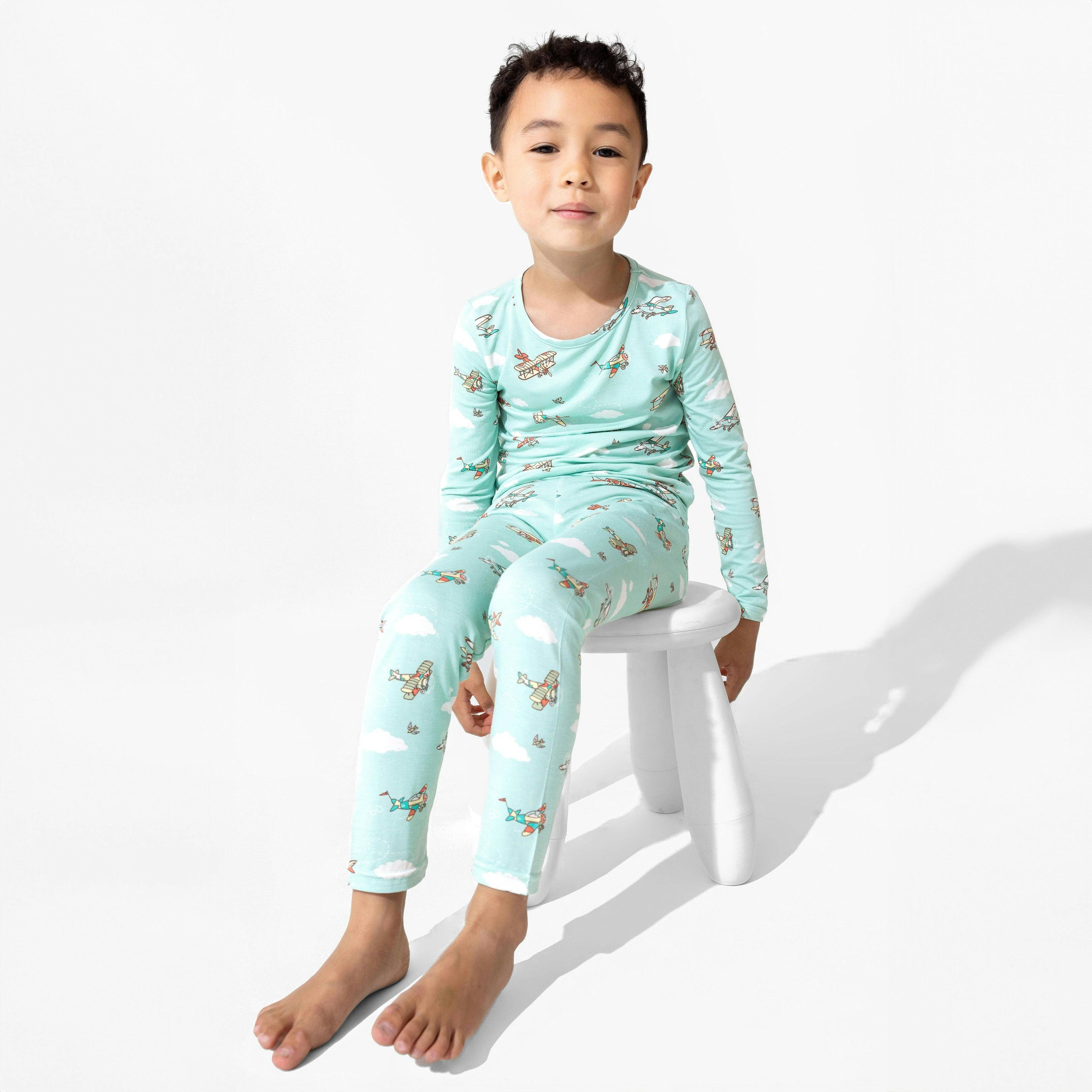 Vintage Airplanes Bamboo Kids Pajamas