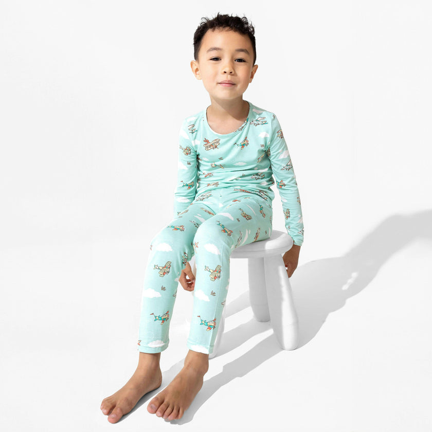 Vintage Airplanes Bamboo Kids Pajamas