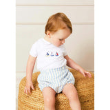 Embroidered Boat Motif Peter Pan Collar Bodysuit in White (1mth-3yrs)
