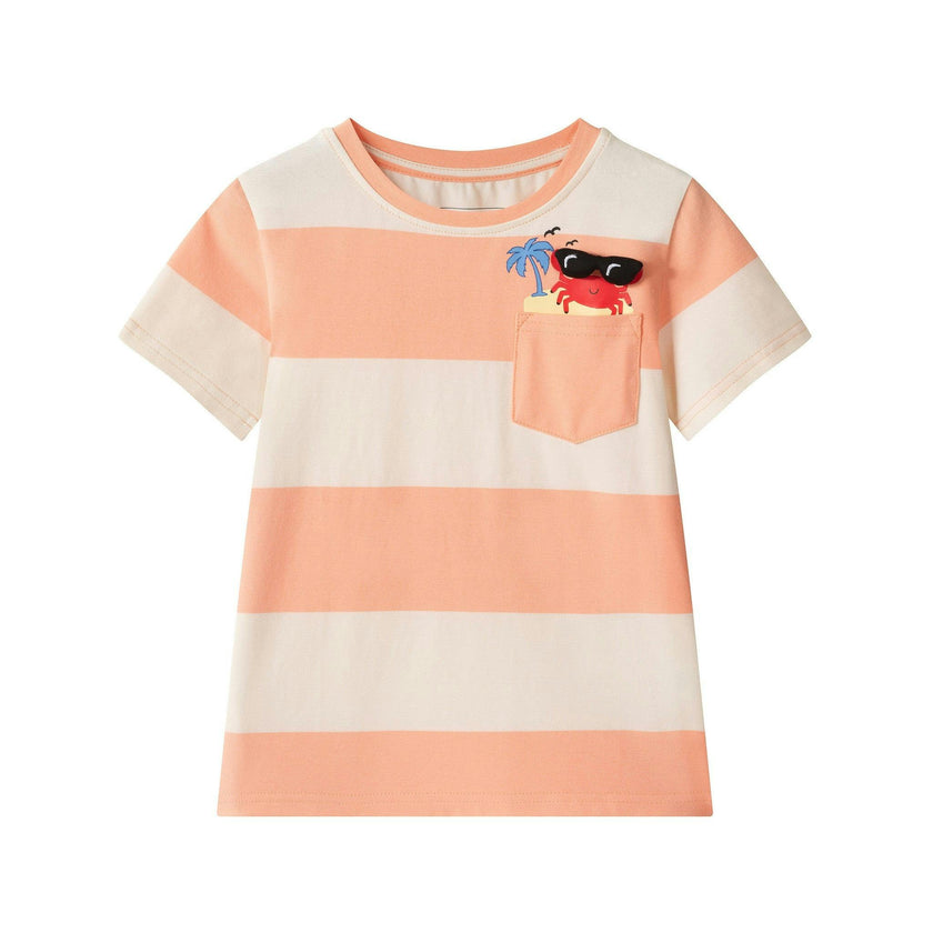 Boys Stripe Pocket Tee | Crab Graphic
