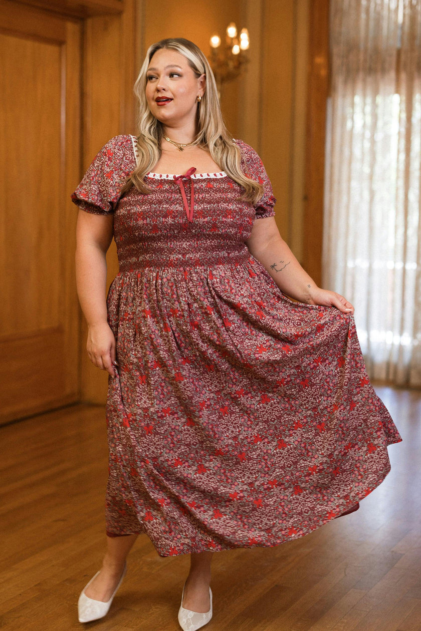 Sunday Best Dress in Garnet Ribboned Garden