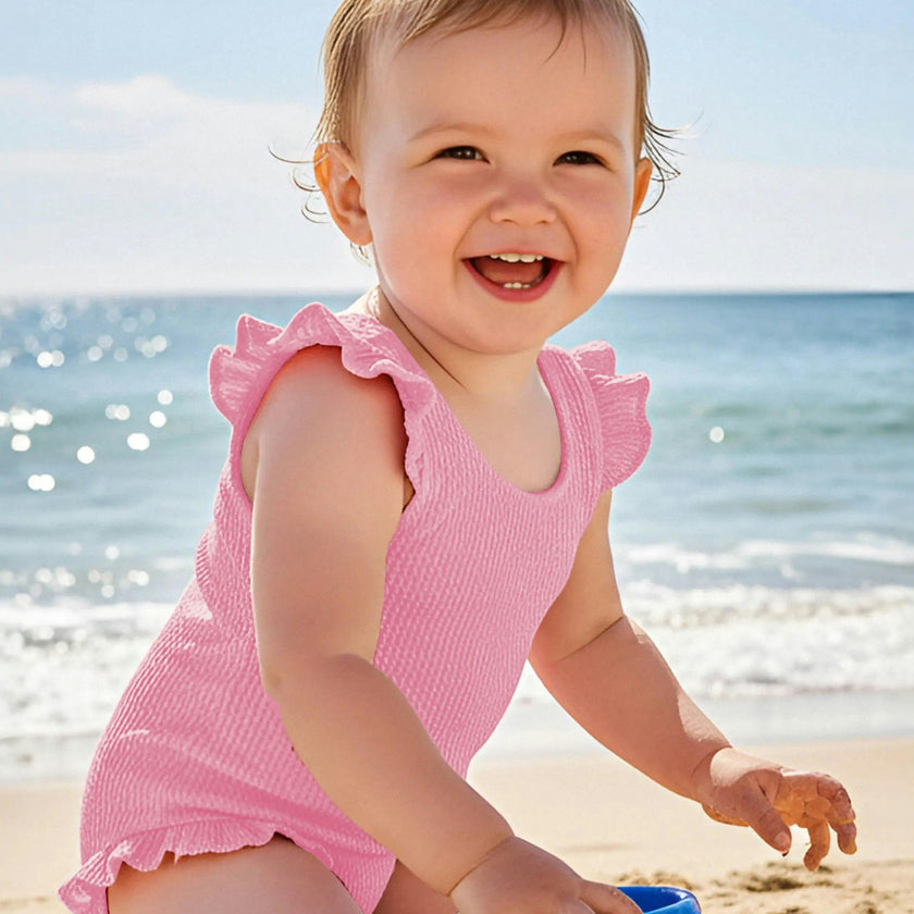 Lulu Toddler Crinkle Ruffle One Piece - Candy Pink