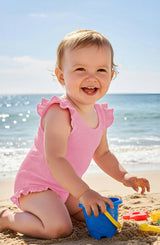 Lulu Toddler Crinkle Ruffle One Piece - Candy Pink