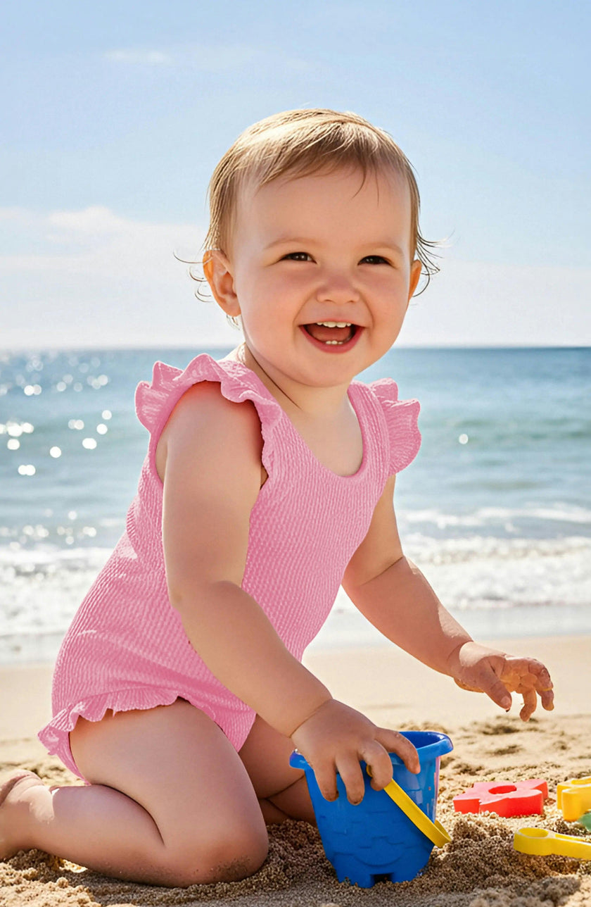 Lulu Toddler Crinkle Ruffle One Piece - Candy Pink