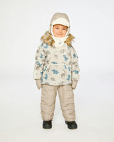 Baby Snug One Piece Snowsuit Adapted For Car Seats Blue Dinosaur Print