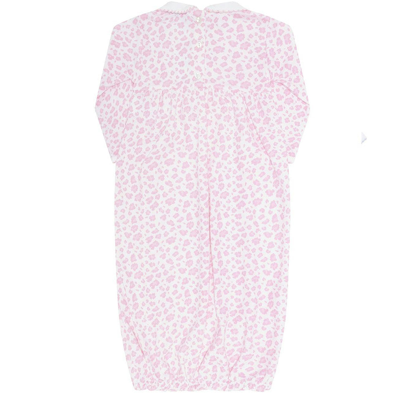 Pink Cheetah Print Smocked Gown