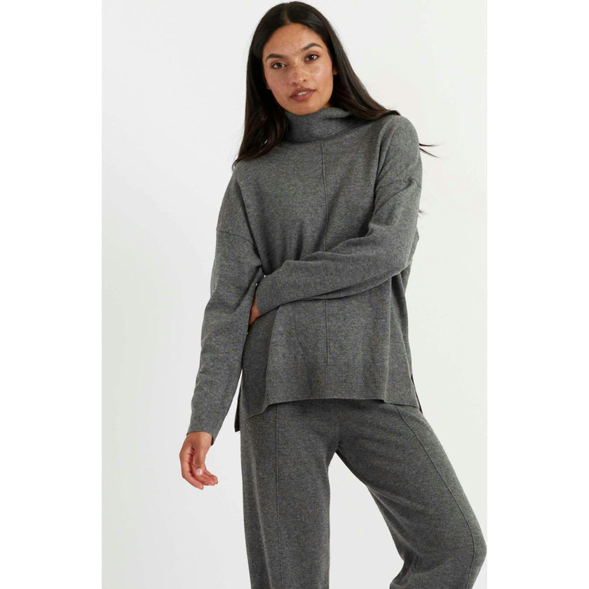 Relaxed Roll Neck Wool & Cashmere Sweater