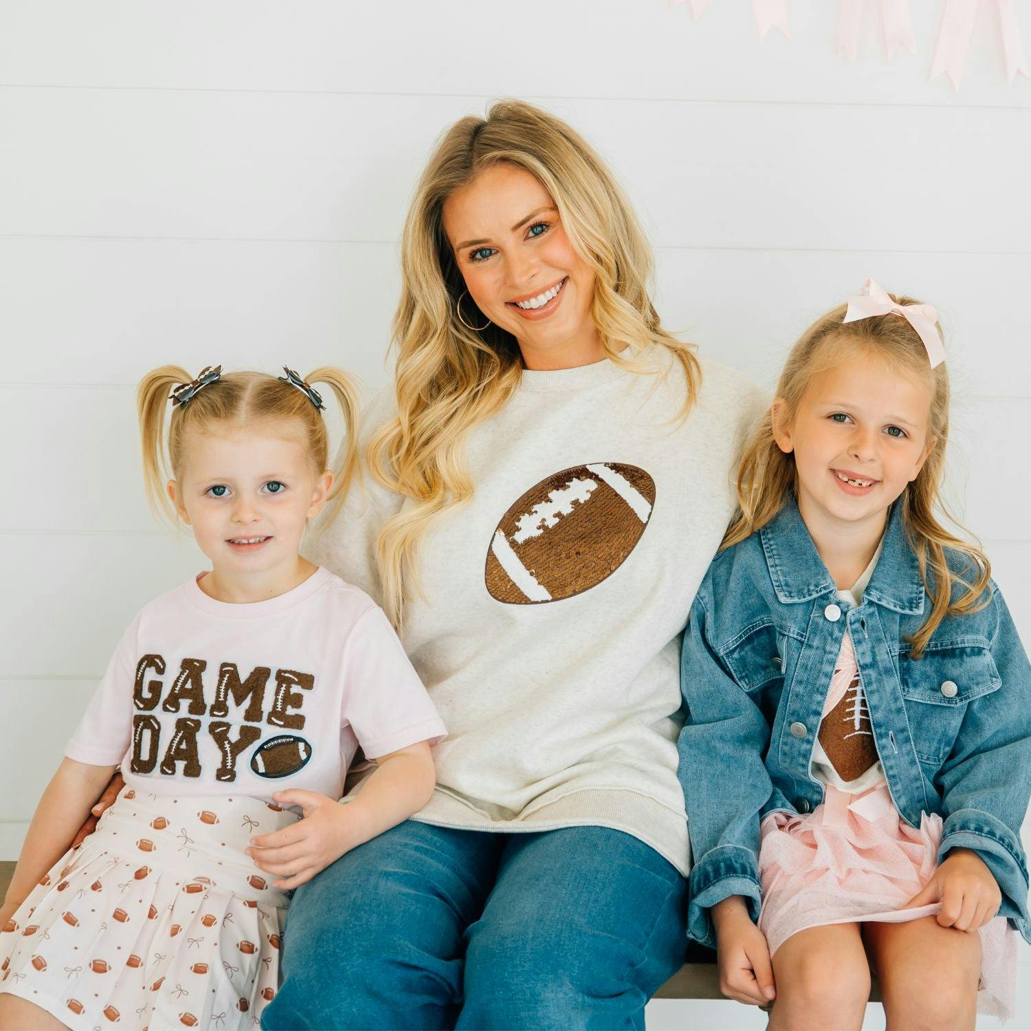 Game Day Football Sequin Patch Women's Sweatshirt