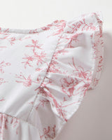 Baby's Twill Ruffled Romper in Pink Timeless Toile