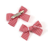 Halo Luxe Jocelyn Gingham Scalloped Double Clip Set - Red