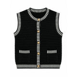 Rib Striped Trim Knit Vest