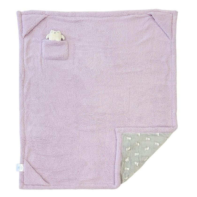 Cozy Switch Blanket – Reversible Sherpa & Glow-in-the-Dark Blanket with Plush Toy Pocket, Glow Kittens
