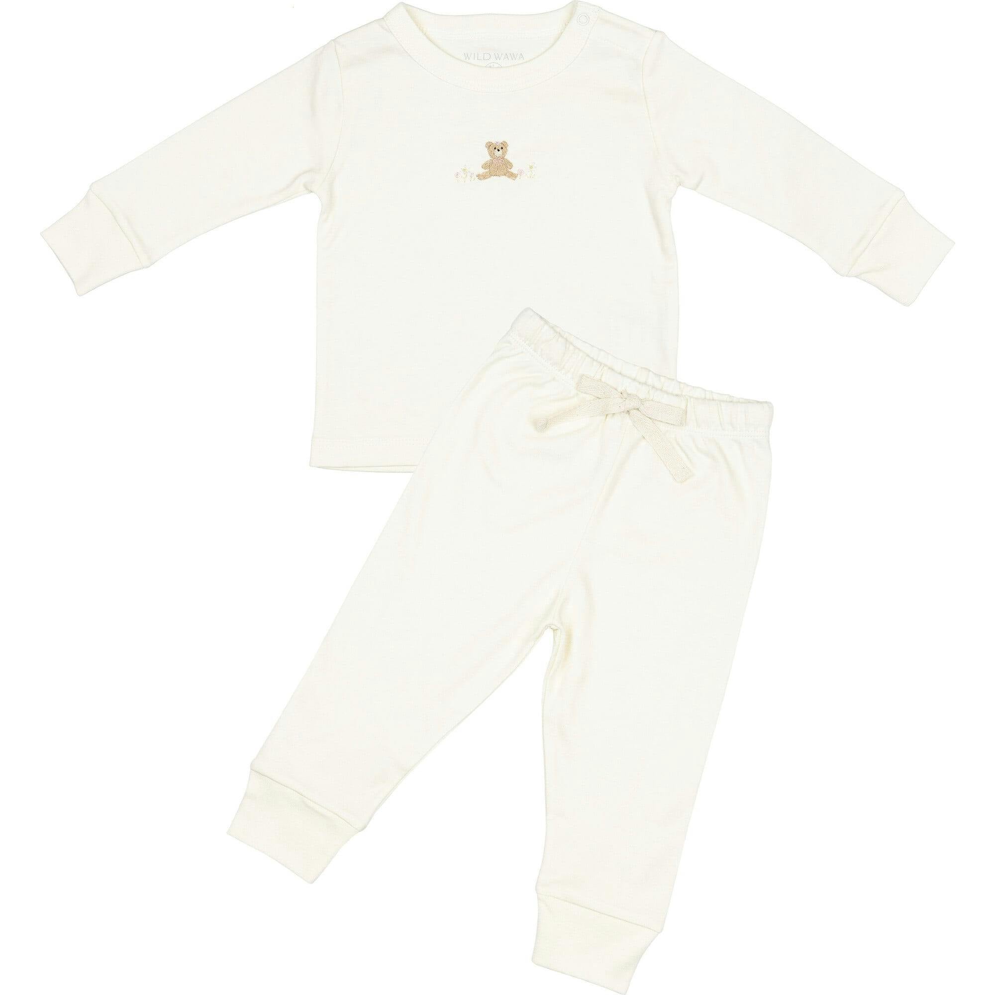 Pima Embroidered Pajama Set in Flower Bear