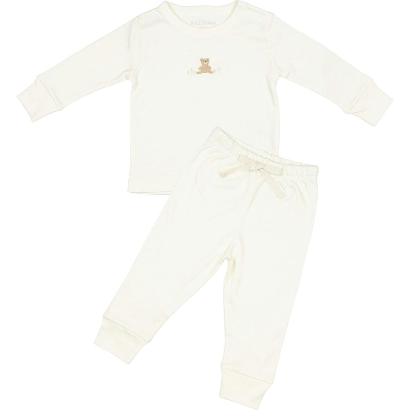 Pima Embroidered Pajama Set in Flower Bear