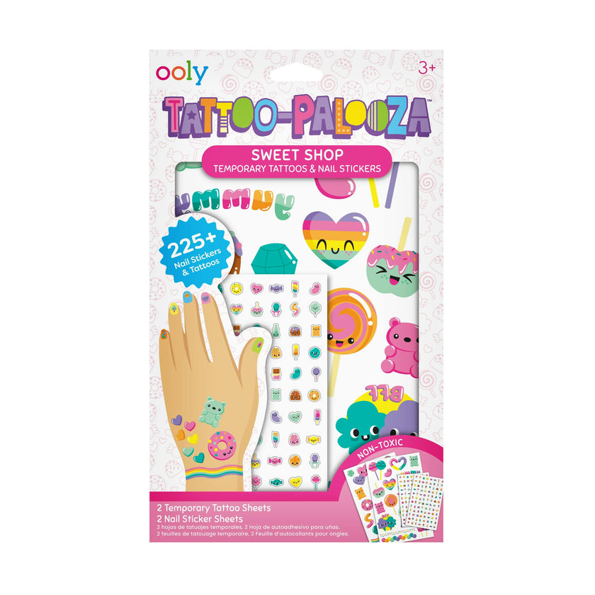 Tattoo-Palooza Temporary Tattoos & Nail Stickers - Sweet Shop - 225+