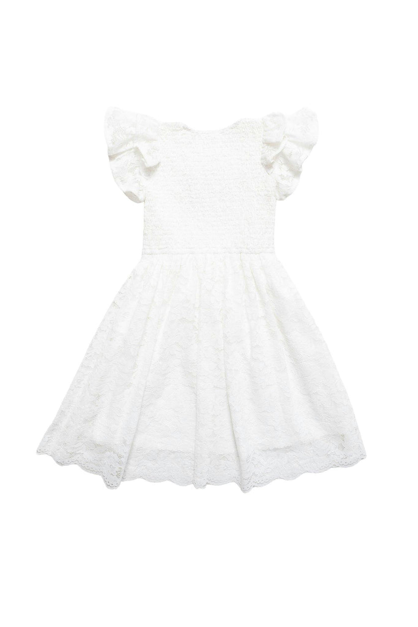 Mini Hattie Dress in White Lace