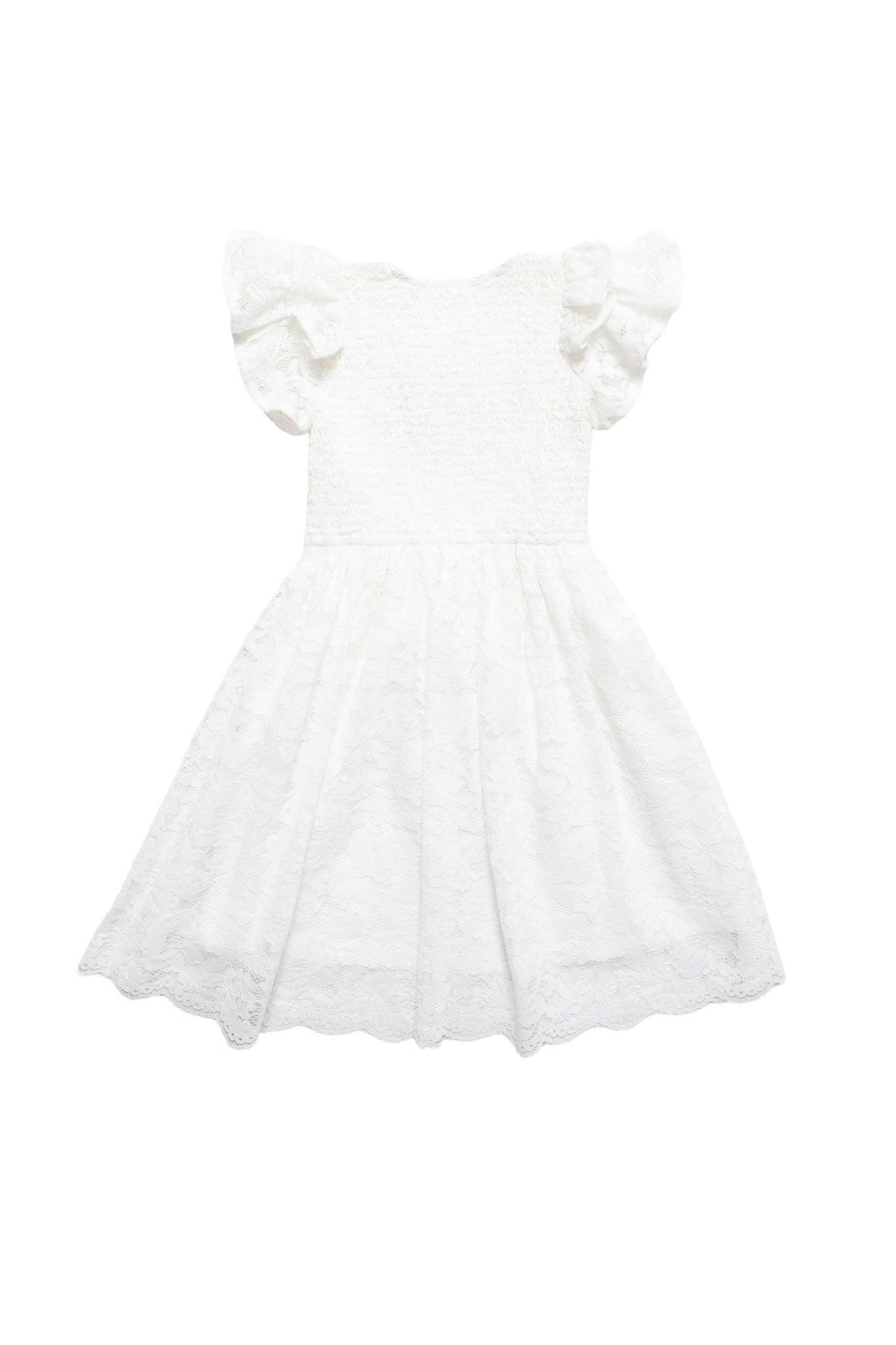 Mini Hattie Dress in White Lace