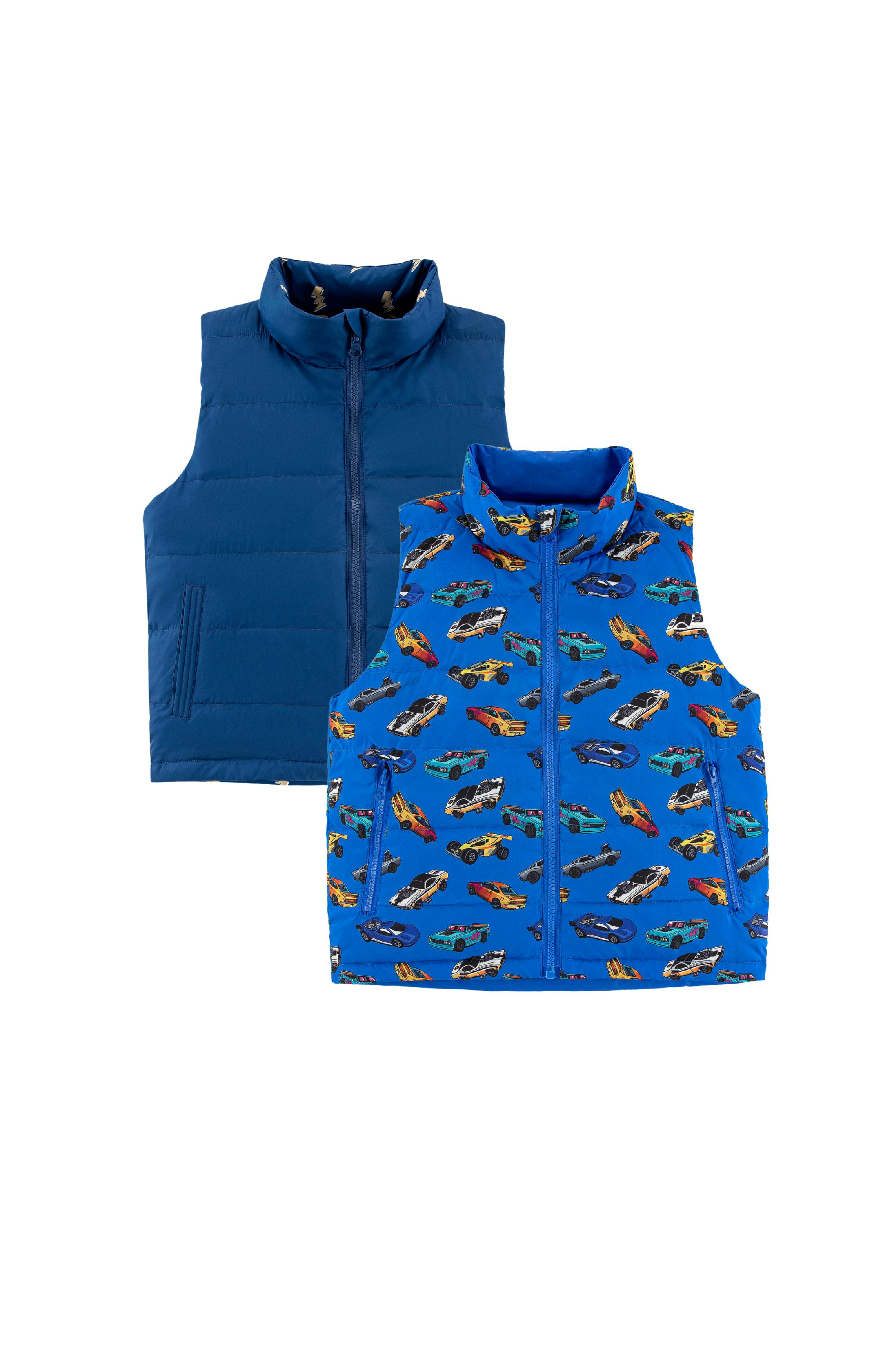 Casey Reversible Lightweight Down Puffer Vest, Blue Hot Rod