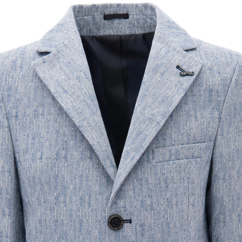Blue Tweed Peak Lapel Blazer