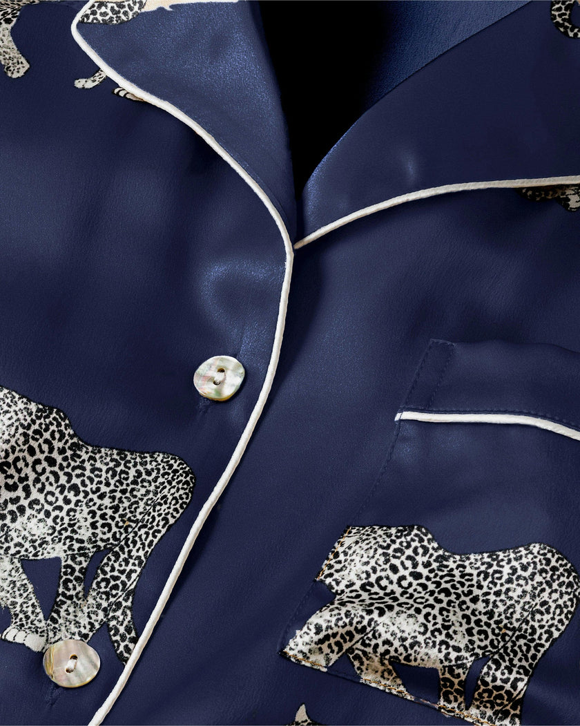 Women's Silk Pajama Set in Panthère de Nuit