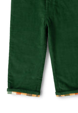 Olive Green Corduroy Lined Adventure Jeans, Green