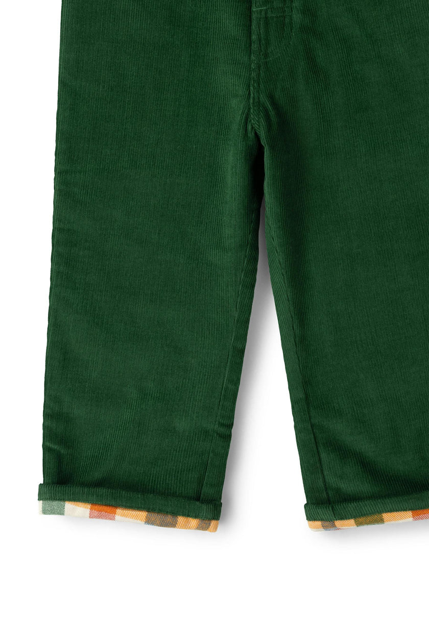 Olive Green Corduroy Lined Adventure Jeans, Green