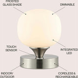 Owen 6.13" Bohemian Farmhouse Iron Rechargeable Integrated LED Table Lamp