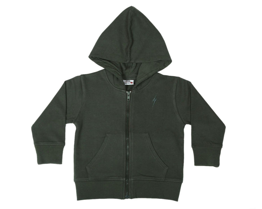 Kids Bolt Zip Hoodie - Olive