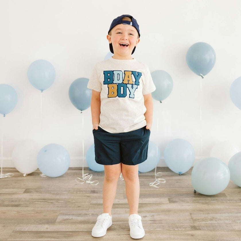 Birthday Boy Patch Short Sleeve T-Shirt - Natural Heather